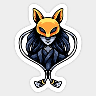 Girl With Golden Fox Mask Sticker